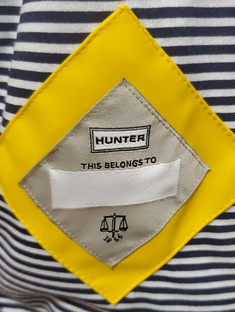 Hunter Kids Yellow Raincoat with Black & White Striped Lining